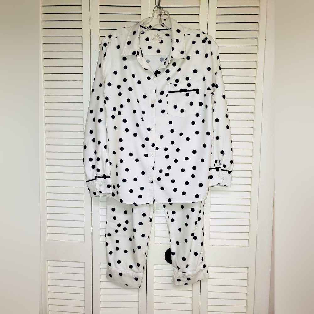 kate spade White and Black Polka Dot Pajama Set